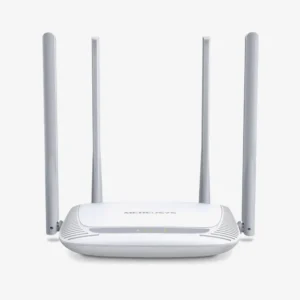 Mercusys wireless N router MW325R front view showing four 5dBi antennas