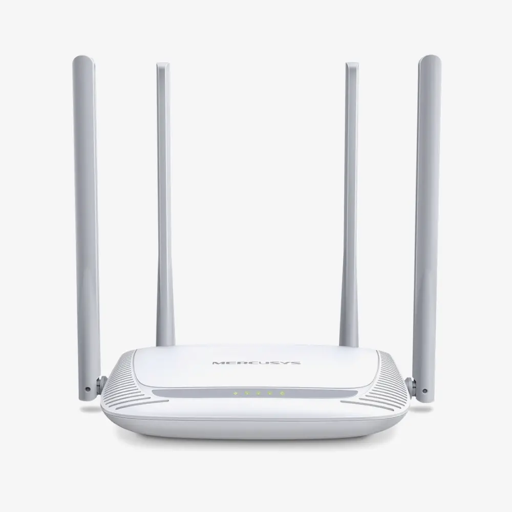 Mercusys wireless N router MW325R front view showing four 5dBi antennas